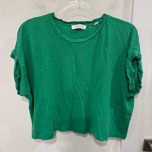 Sandro Emerald Green Short Sleeve Ruffle Tee